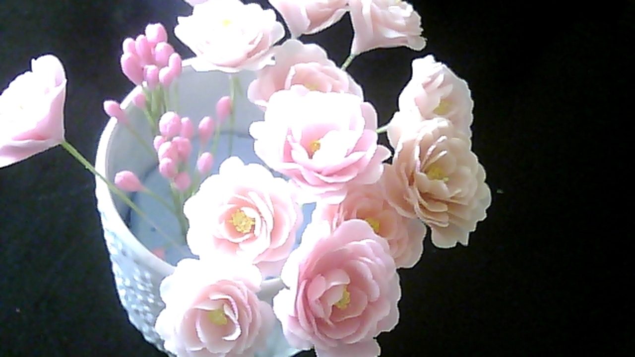 樹脂粘土の花 八重桜作り方 60歳定年後からの趣味 クレイアートフラワー